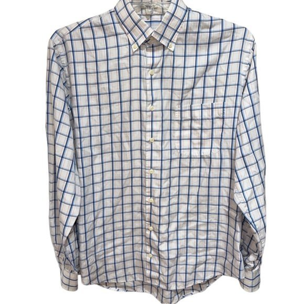 Men's Peter Millar Crown Soft Button Down Shirt Plaid Large Great Used Condition